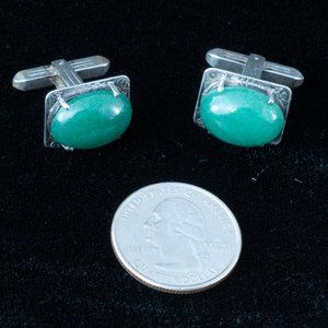 Vintage Chrysoprase SS Cuff Links